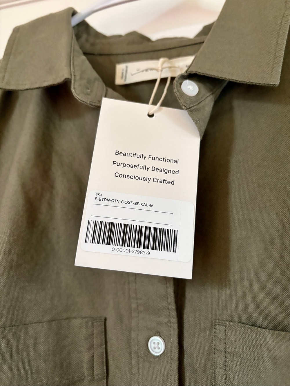 Everlane Olive Green Utility Button-Down Shirt - NWT - Picture 5 of 8
